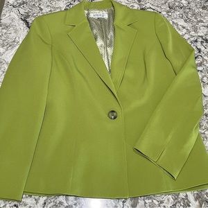 Kasper Lime Green 14P Jacket with fun Animal Print Lining (inside back only)